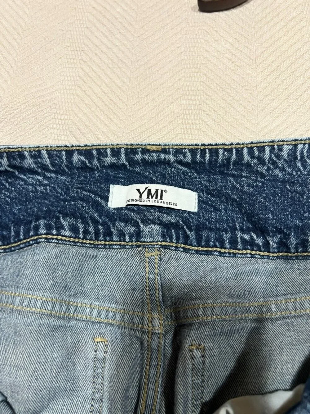 YMI‎ Shorts Womens 11/30 Low Rise Stretch Short Pockets Denim Jean Button Cutoff